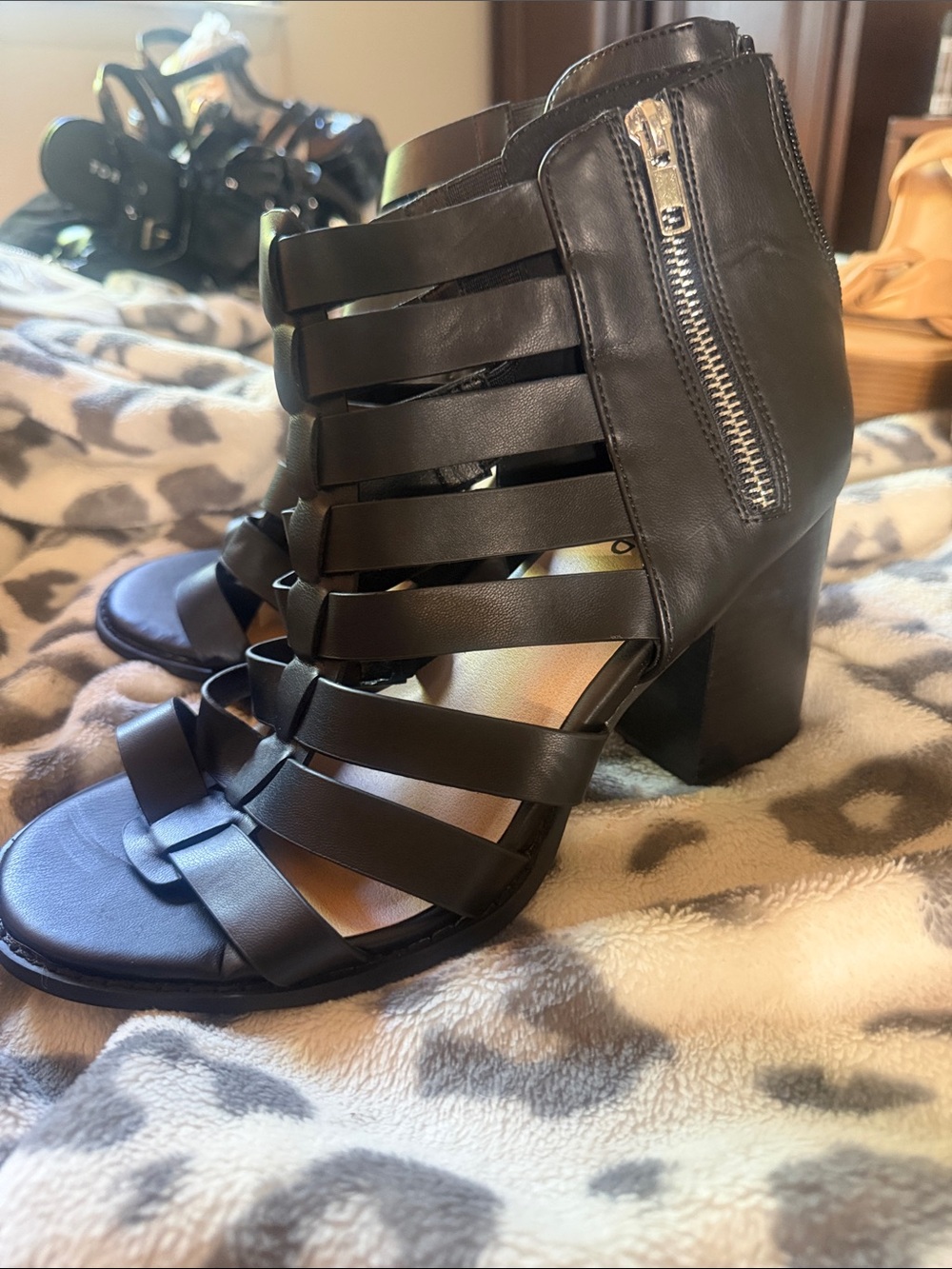 Torrid Black Side Zip Caged Block Heels Size 9WW